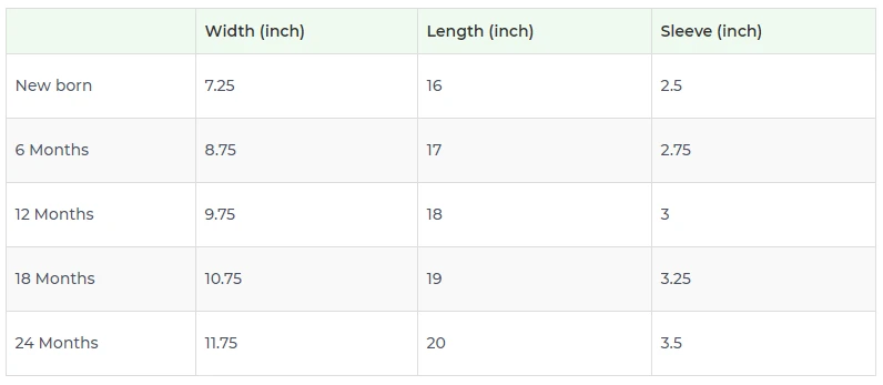 Size chart