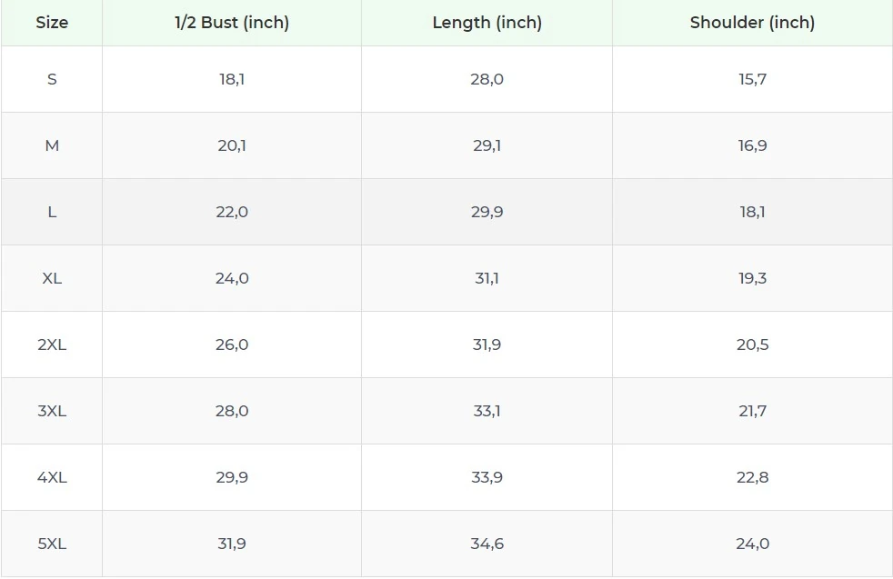 Size chart