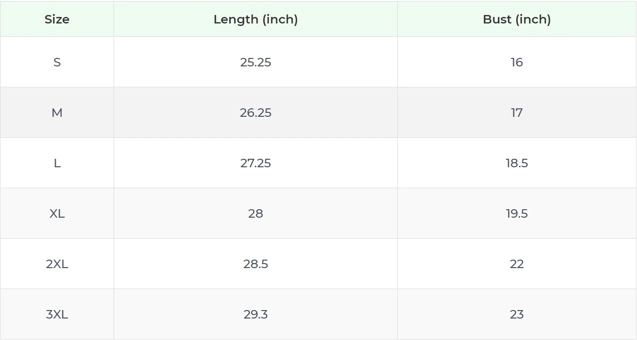 Size chart