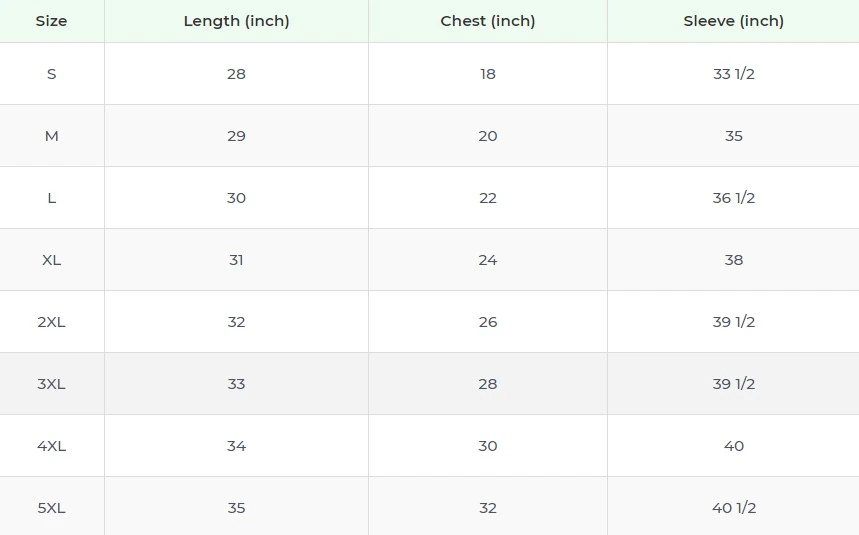 Size chart
