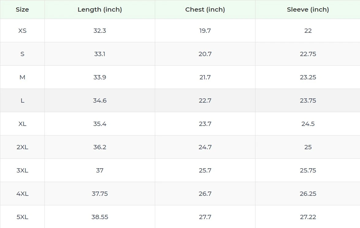 Size chart