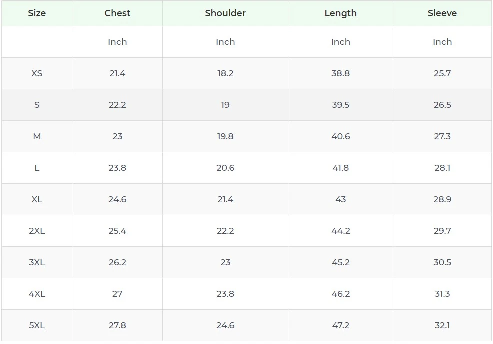 Size chart