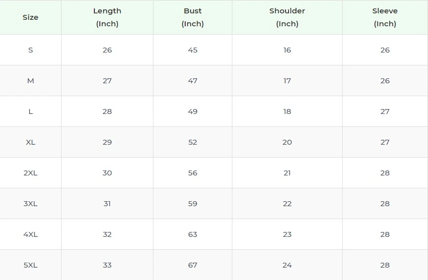 Size chart