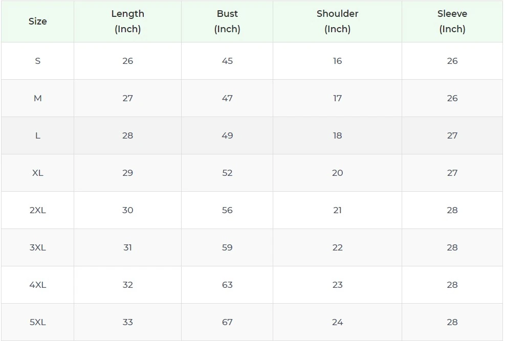 Size chart