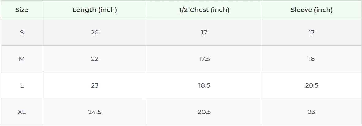 Size chart