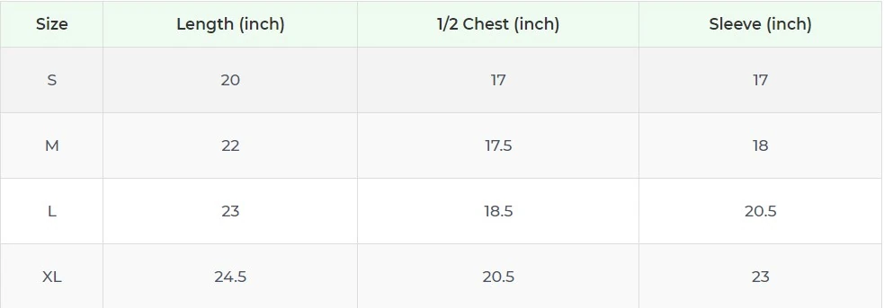 Size chart